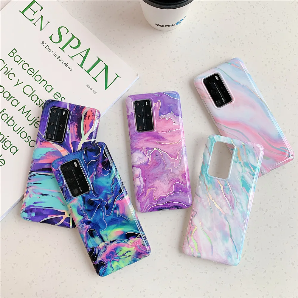 Лазерный градиентный мраморный чехол для телефона huawei P30lite P30 P40lite mate20P P40 P20P