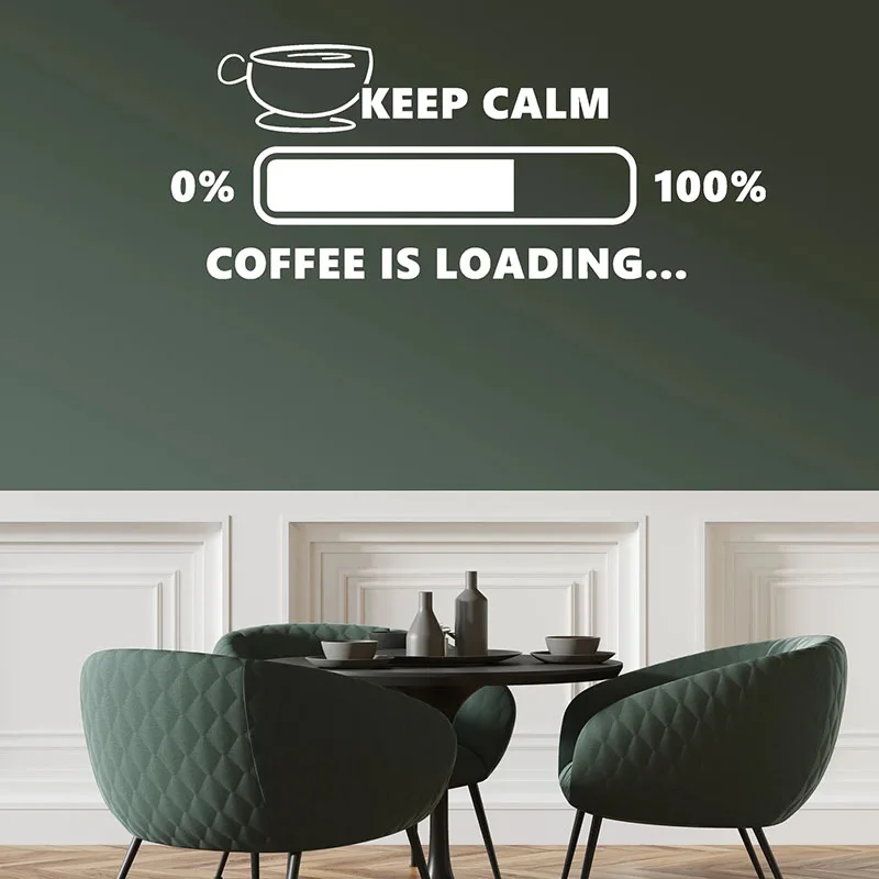 

Keep Calm Wall Decal Coffee House Lover Loading Funny Art Cafe Break Room Interior Decor Vinyl Window Stickers Words Mural Q655
