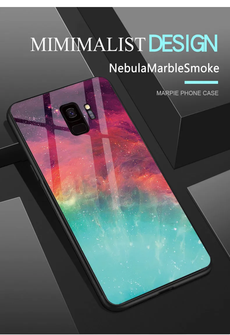 Чехол для телефона для samsung Galaxy A40 A50 A60 M40 A70 A6S A8S S7 S8 S9 S10 S6edge Plus Note 8 9 Tempered Стекло Мрамор туманность