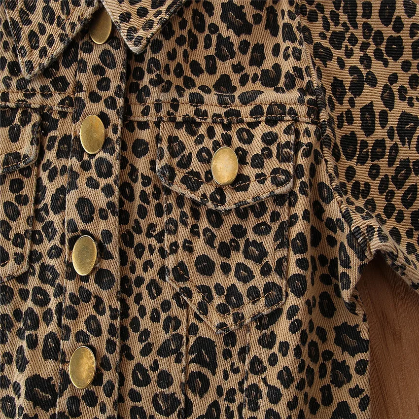 

Autumn Fall Clothes for Kids Baby Girls Leopard Print Jacket Single Breasted Button Cardigan Outwear Coat Streetwear 1 to 6 yrs