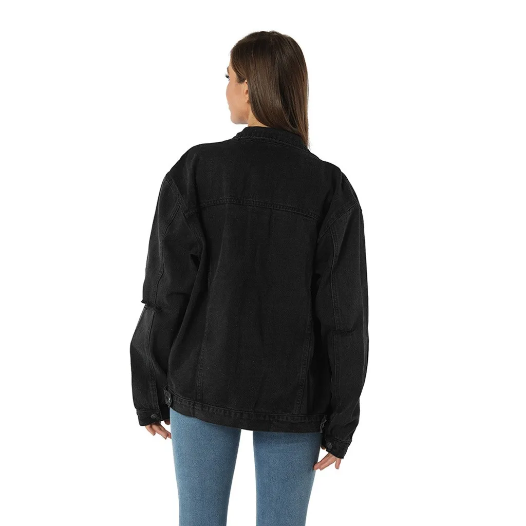 

Women's Casual Cowboy Coat Long Sleeve Pocket Button Short Jacket Coat Vintage Outwear Autumn Female Fashion Coat 10.29