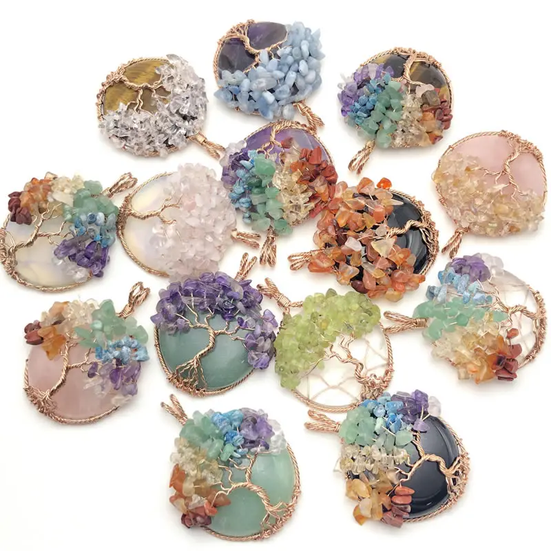 7 Чакр натуральный камень Древо жизни подвеска Рэйки ожерелье ручной работы