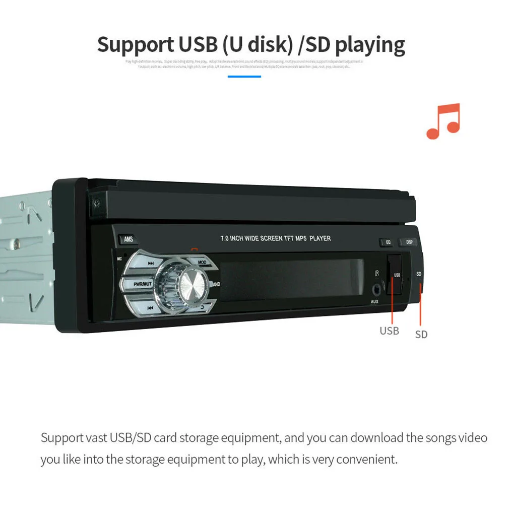 Автомагнитола 7 дюймов HD 1DIN с сенсорным экраном fm радио Bluetooth MP5 плеер + телефонная