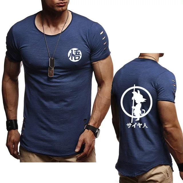 Men's T-shirt summer Anime Dragon Ball Hoodies Super Saiyan Dragonball Son Goku high quality Cotton Crew neck Men short sleeve H |