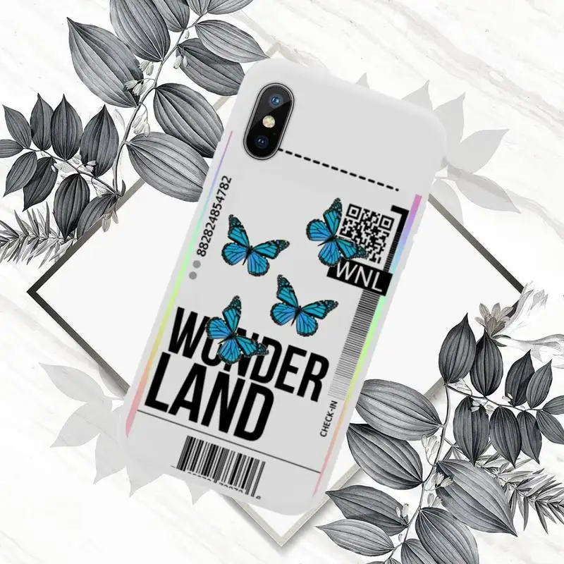 

World Country Label Air Tickets butterfly Phone Case Candy Color for iPhone 11 12 mini pro XS MAX 8 7 6 6S Plus X SE 2020 XR