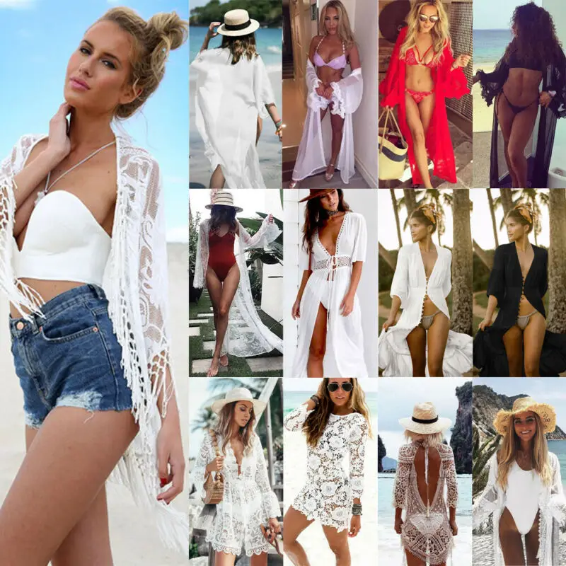 

Womens Swimwear Swimsuit Bikini Cover Up Sheer Summer Beach Sarong Long Dress