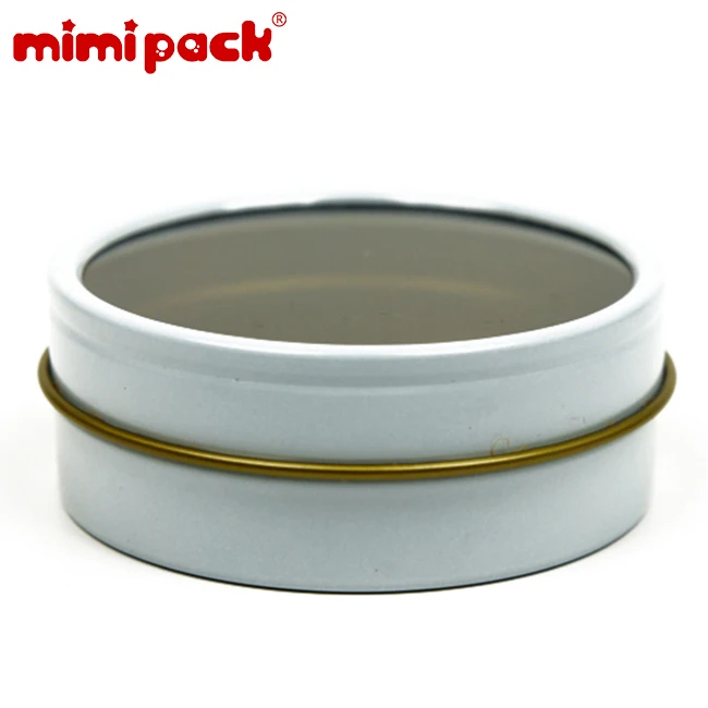 Mimipack мелкой круглой формы окна скольжения крышки 24 шт. Олова коробка для шоколада, конфеты, специи, сувениры, свечи - Color: White