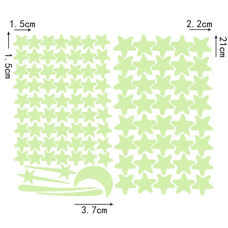 1set Glow In The Dark Sticker Toys Luminous Star Moon Meteor DIY Phosphorescent Wall Stickers for Baby Bedroom Home Decor | Дом и сад