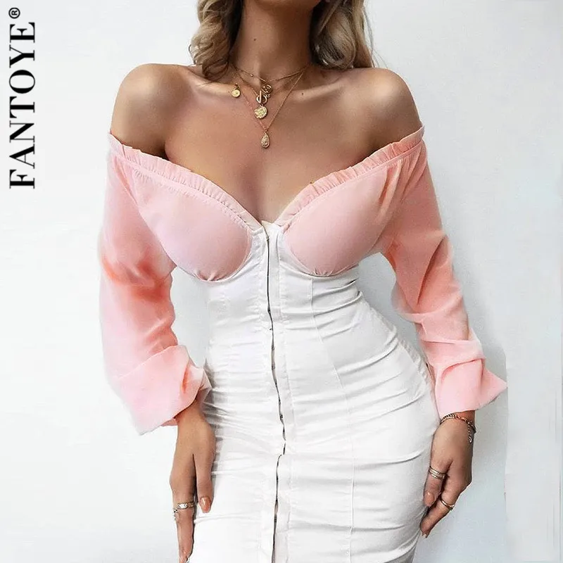 FANTOYE элегантное платье с открытыми плечами атласное из кусков вечерние Для