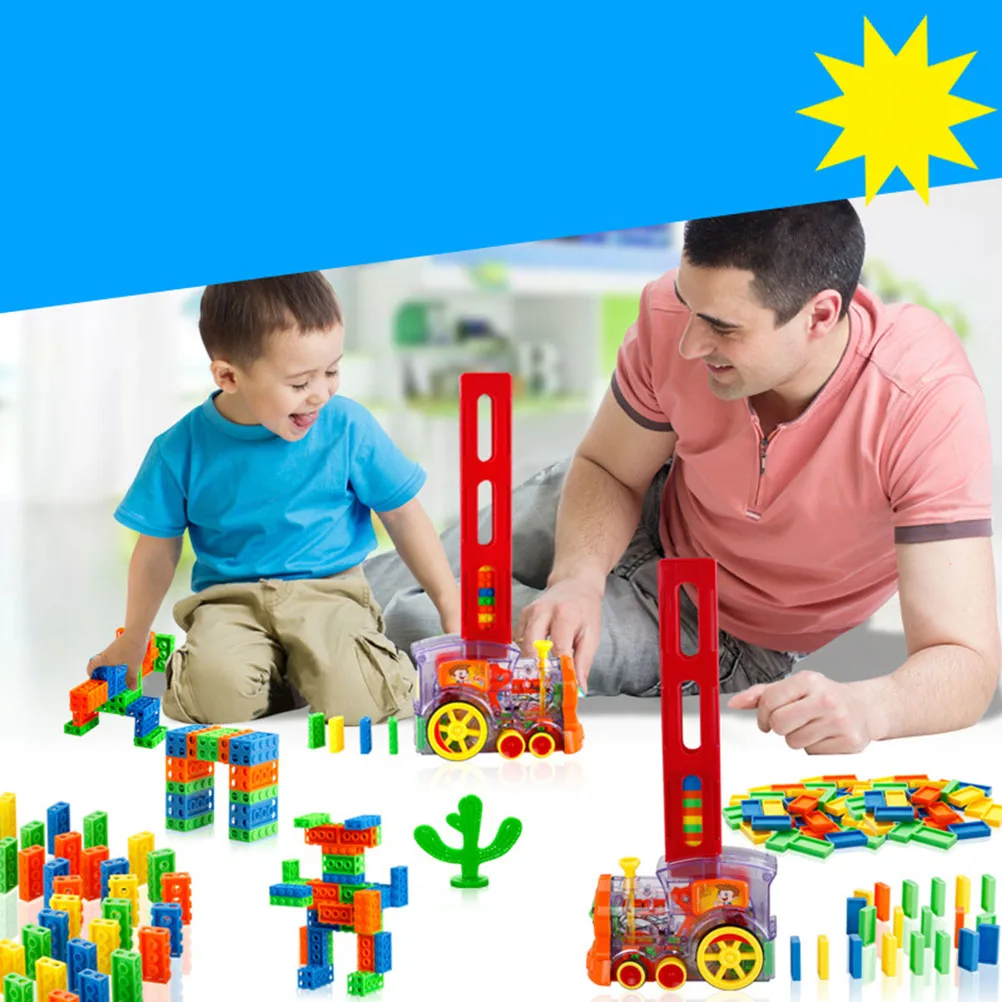 Игра домино обучающая игрушка поезд строительные блоки Набор и штабелируемые