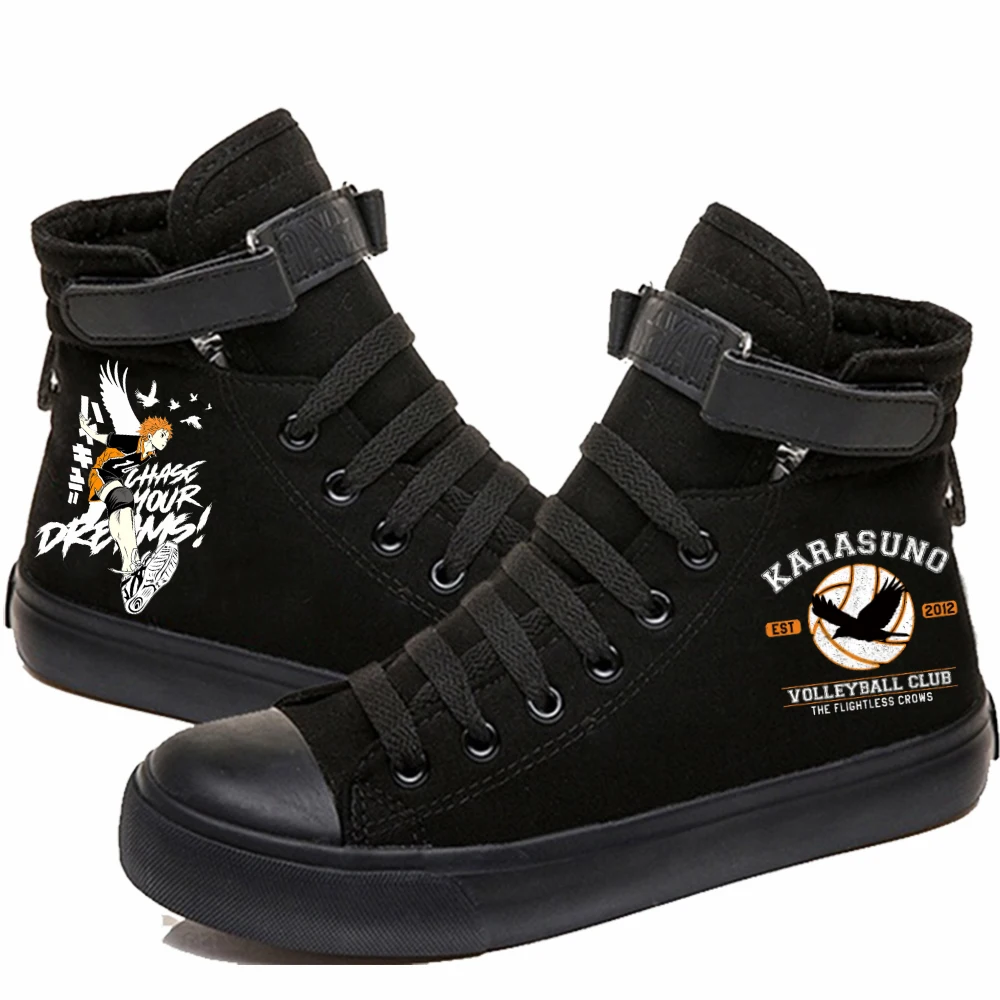 

Парусиновая обувь унисекс в полоску с принтом логотипа Аниме Haikyuu, в стиле хип-хоп, кроссовки, ботинки с принтом