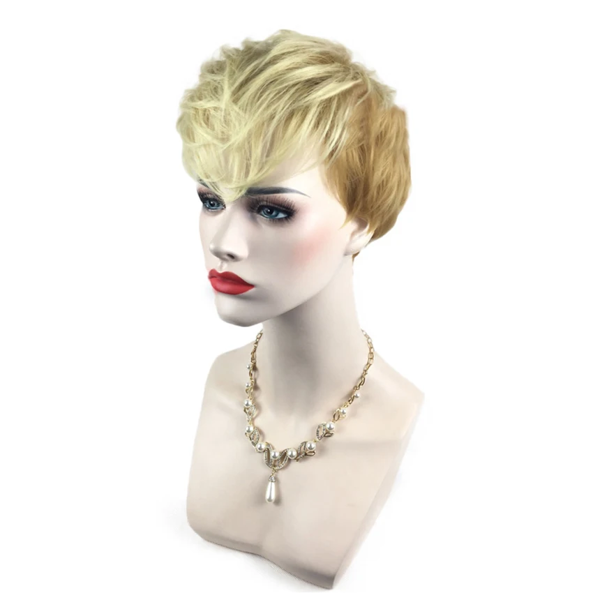 Женский Омбре светловолосый парик короткий для белой женщины 10 дюймов прямой