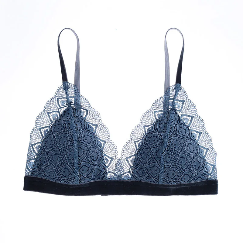 Новинка кружевной бюстгальтер с шелковой подкладкой без стальных колец