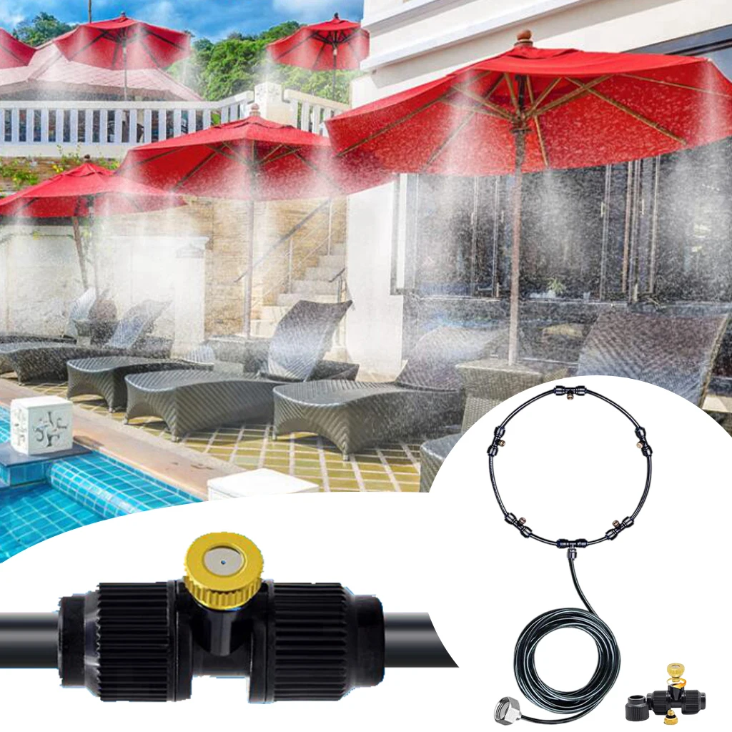 

Garden Misting System DIY Lawn Kits Automatic 3/4 Inch Connector Water Mist for Garden Outside Greenhouse Trampoline Pool Porch