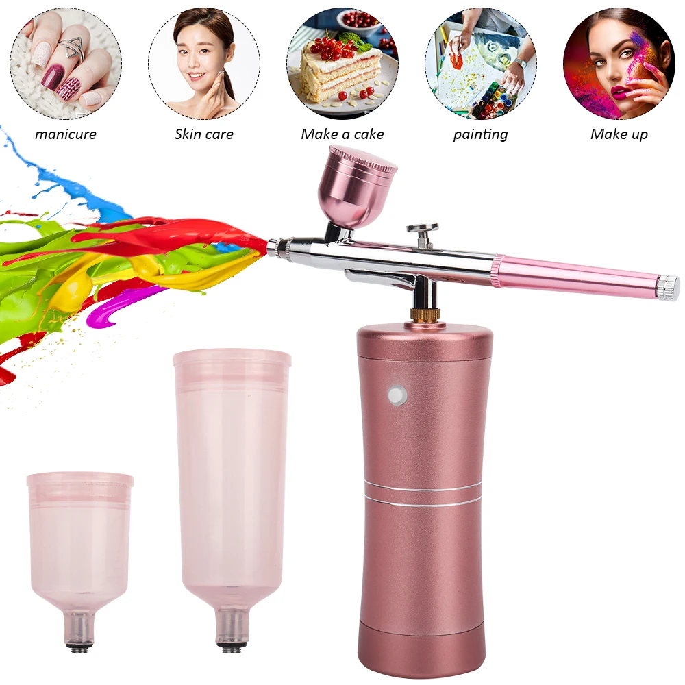 

Mini Air Compressor Kit Air Brush Paint Spray Gun Airbrush for Nail Art Tattoo Craft Cake Nano Fog Mist Sprayer Oxygen Machine