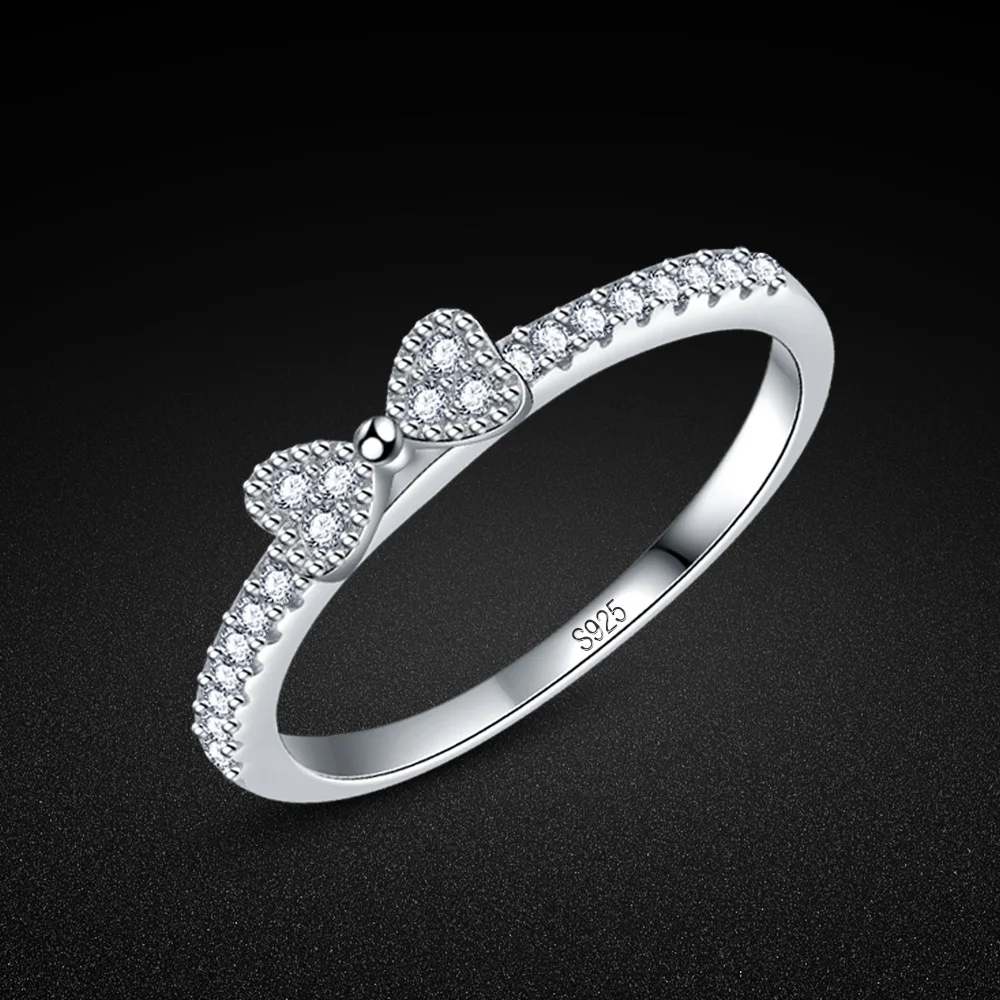 Романтическое красивое серебряное кольцо блестящее бант с подвеской для девочки