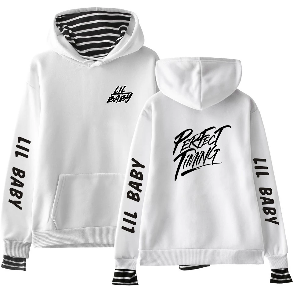 

Rapper Lil Baby WOAH Harajuku Sweatshirt Uniesx Fake Two Piece Hooded Sweatshirt Harajuku Streetwear Hip Hop Pullover Clothes