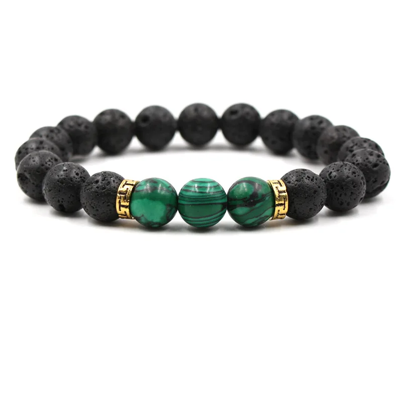 Черная лава тигровый глаз камень белая сосна искусственный эластичный браслет