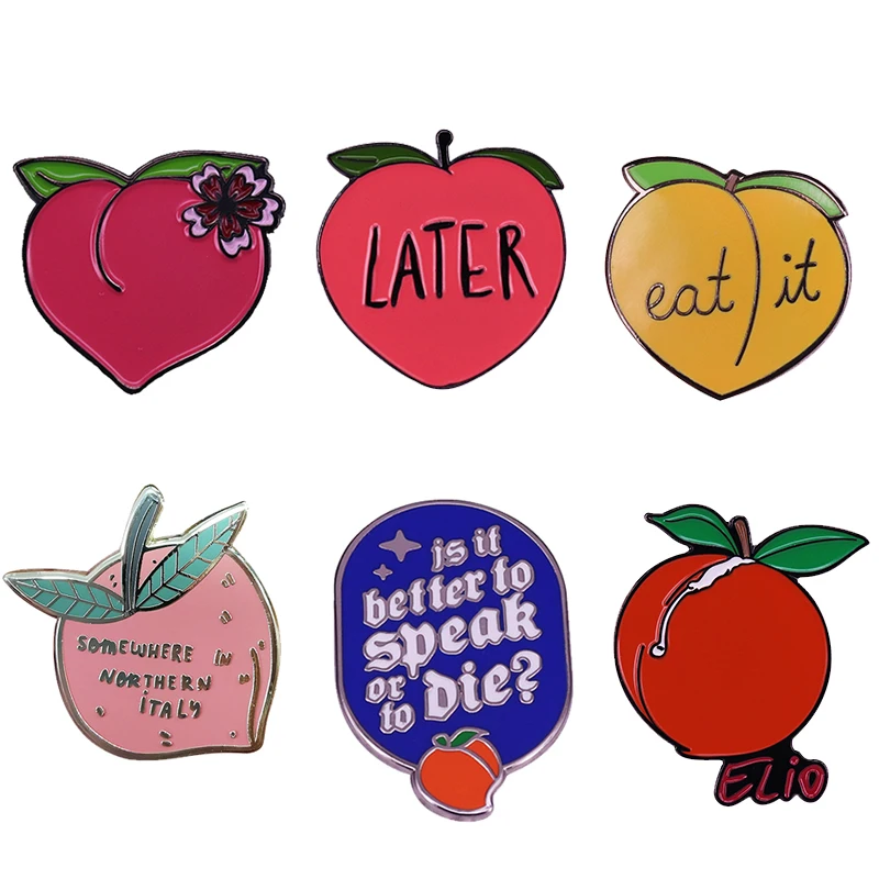 Call Me By Your Name ELIO Peach Brooch CMBYN Fruit Enamel Pin
