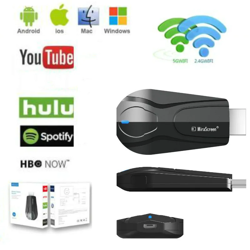 Экран Mira беспроводной Miracast TV Stick Airplay приемник 2 4 ГГц Wifi Dongle зеркальный экран Streamer