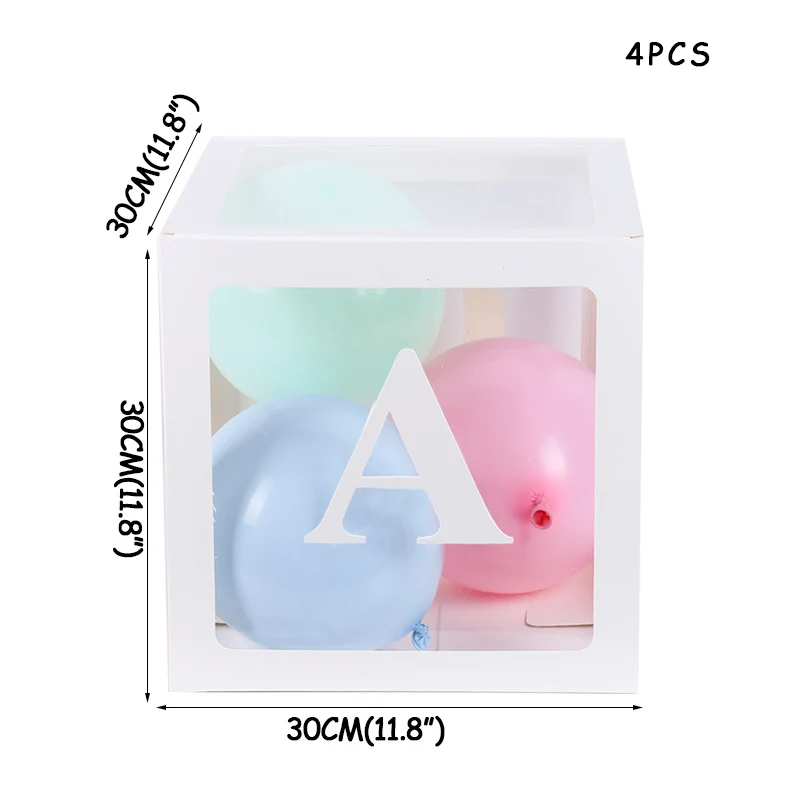 

A-Z Letter Name Transparent Balloon Box BABY ONE Boy Girl Party Gift Box Wedding Decoration Baby Shower Birthday Party