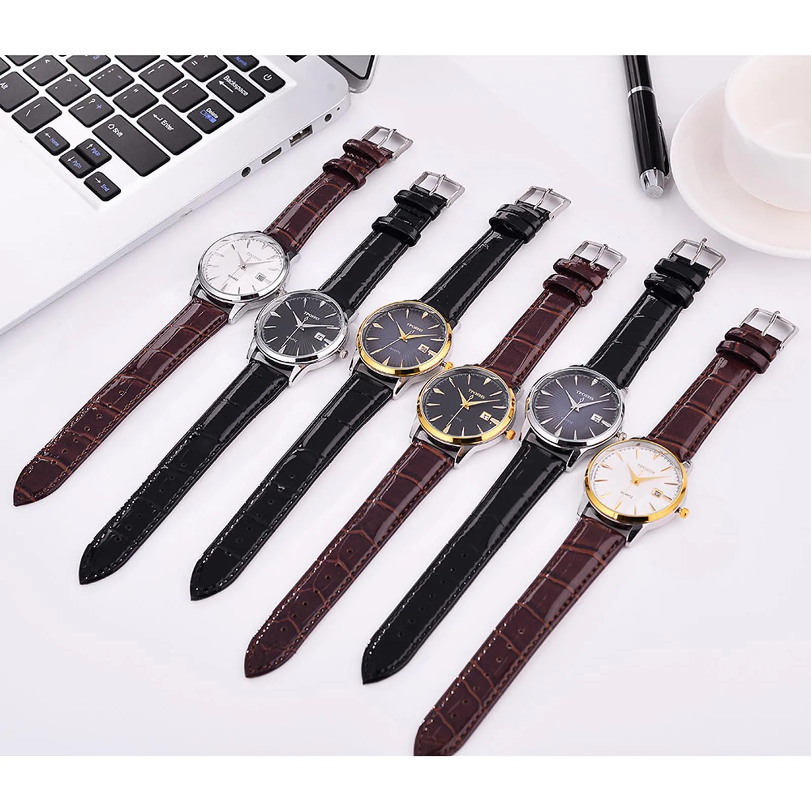 

Women Calendar Waterproof Belt Gradient Color Radiation Leather Watch Ladies Watches Simple relogio feminino 2021