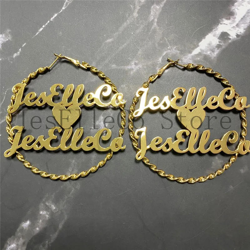 Пользовательское имя серьги персонализировать нержавеющая сталь цвета: