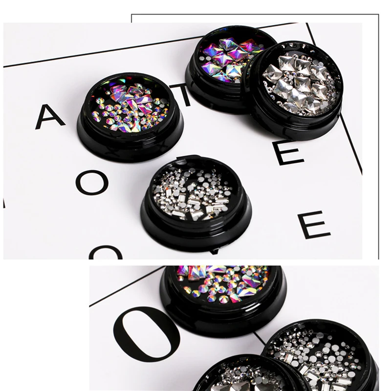 Круглые Серебристые Стразы для ногтей 12 коробок/комплект блестящие акриловые