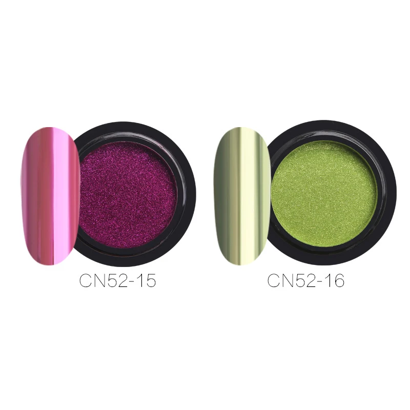 

16 Jars Chrome Nail Powder Metallic Nail Art Powder Mirror Effect Manicure Pigment with 16 Pcs Eyeshadow Sticks