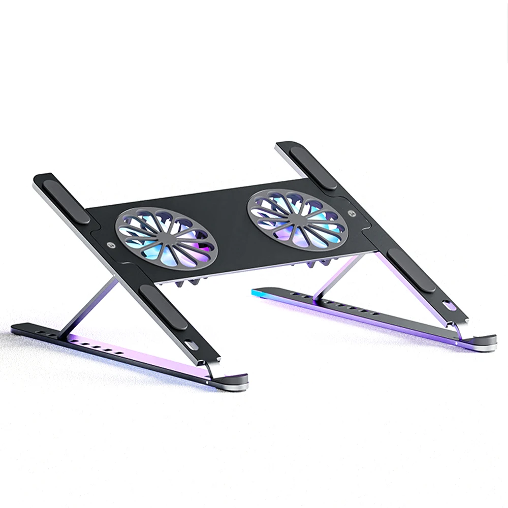 

Folding Laptop Stand 8 Gear Height Adjust Dual Turbo Tablet Cooling Mat Pad Anti Slip Notebook Bracket Aluminum Mute Rack