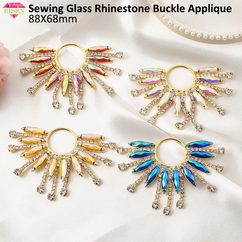 RESEN пришивные стразы цепочка Аппликации плоская задняя сторона круглый цветок