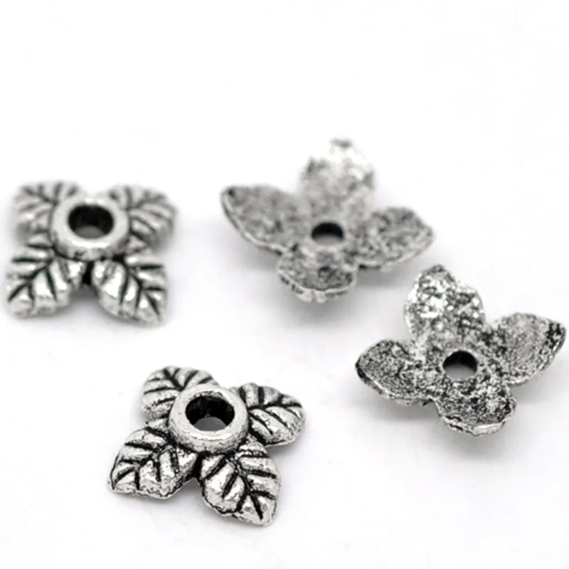 DoreenBeads 70 шт. декоративные бусины с 4 лепестками листьев Концевики ювелирные