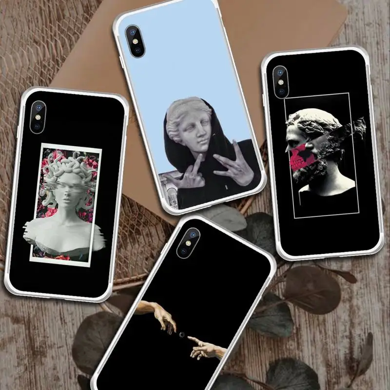 

Statue Abstract Art David Medusa Phone Case Transparent for iPhone 6 7 8 11 12 s mini pro X XS XR MAX Plus
