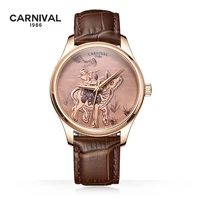 carnival brand luxury watch for men waterproof fashion 3d bull rose gold mechanical wristwatch automatic clock relogio masculino