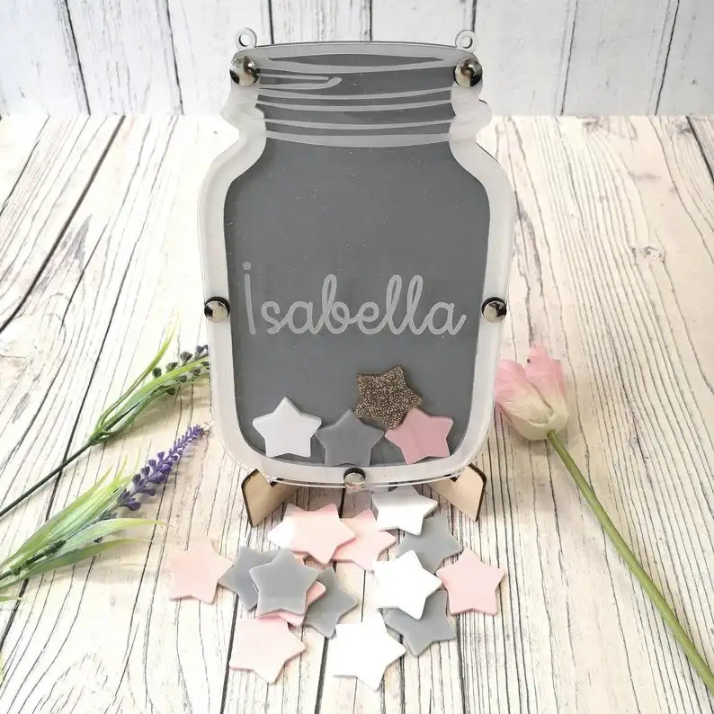 Детская Персонализированная серая и белая банка наград Таблица деревянные
