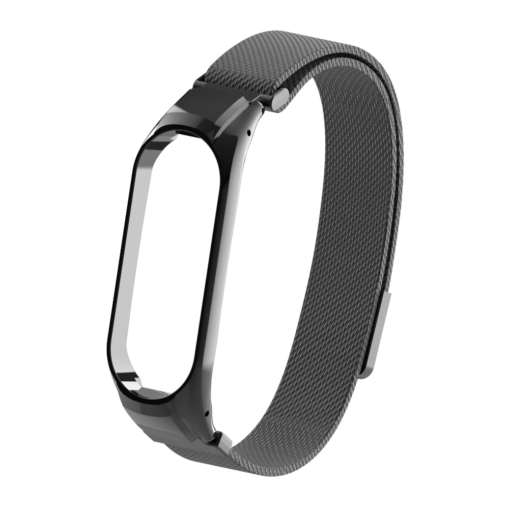 Black Браслет mi Band 4, 3, магнитный привлекательный металлический браслет и браслет для Xiaomi mi, Band 4, Смарт mi 3, 4, аксессуары, ремешок на запястье - Цвет: Black