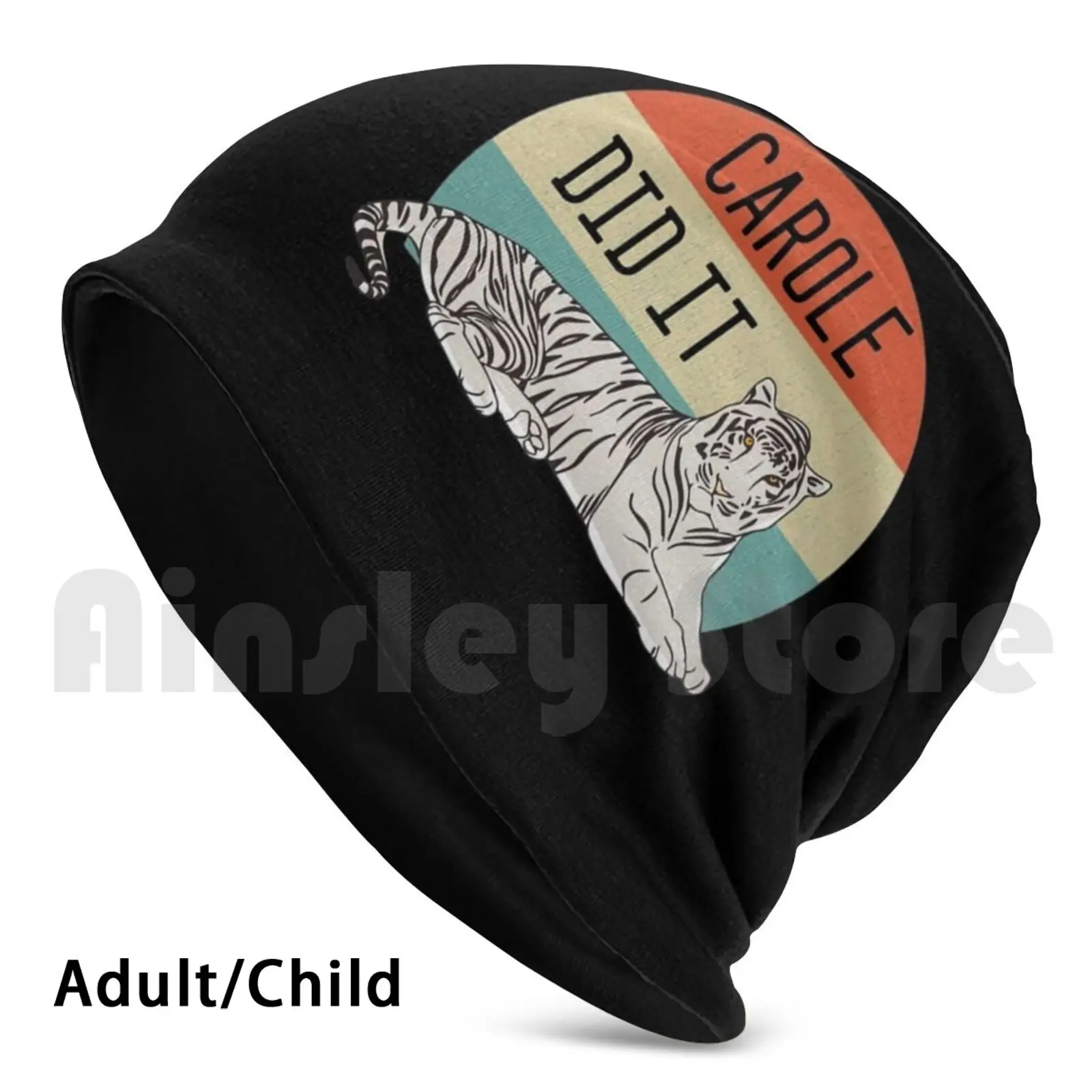 

Vintage Tiger King " Carole Did It " Retro Sunset Tiger Graphic Beanies Pullover Cap Comfortable Funny Tiger King