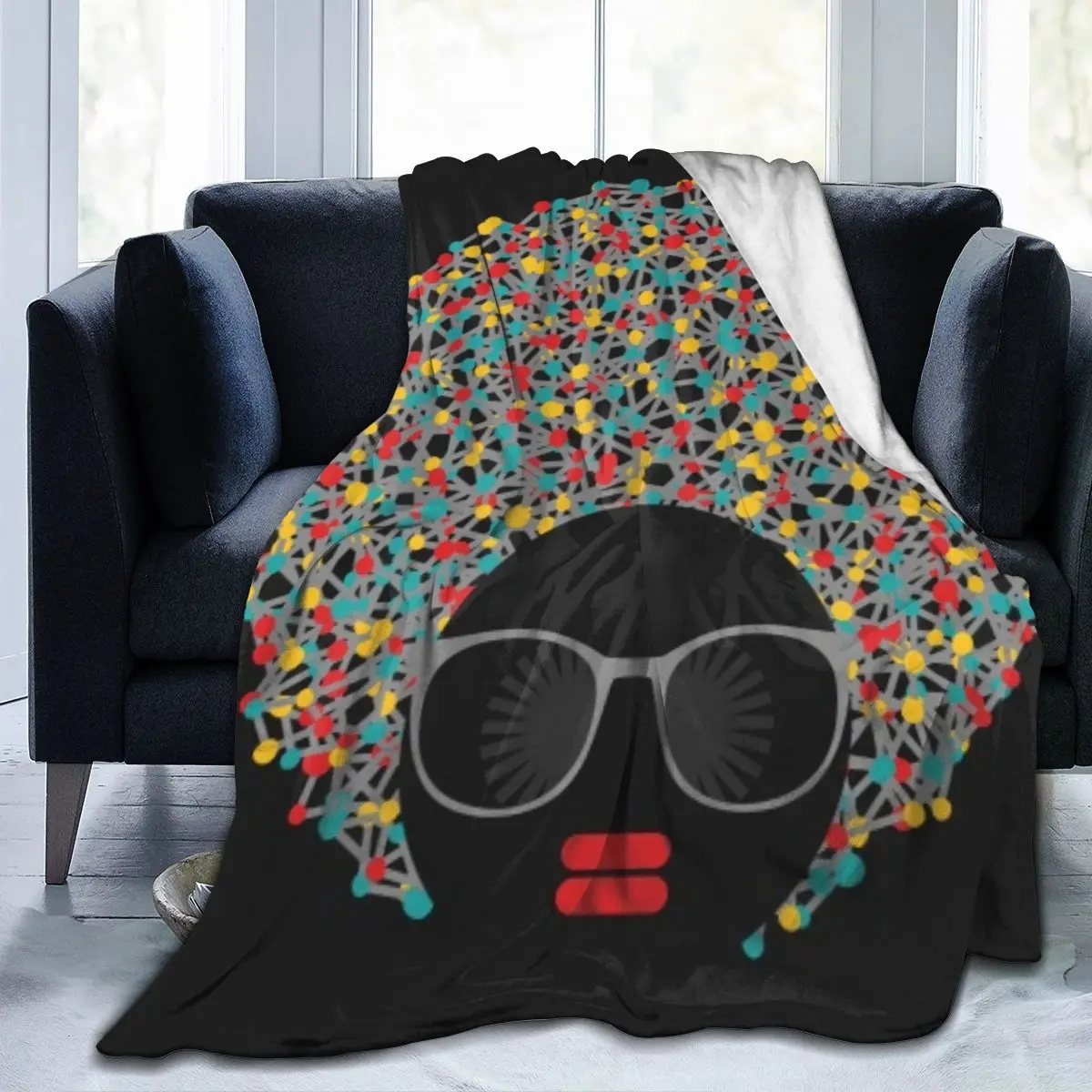 

Забавные абстрактные Ретро афро женские очки супер мягкое Флисовое одеяло для кушетки кровати Прямая поставка оптовая продажа фланелевые ...