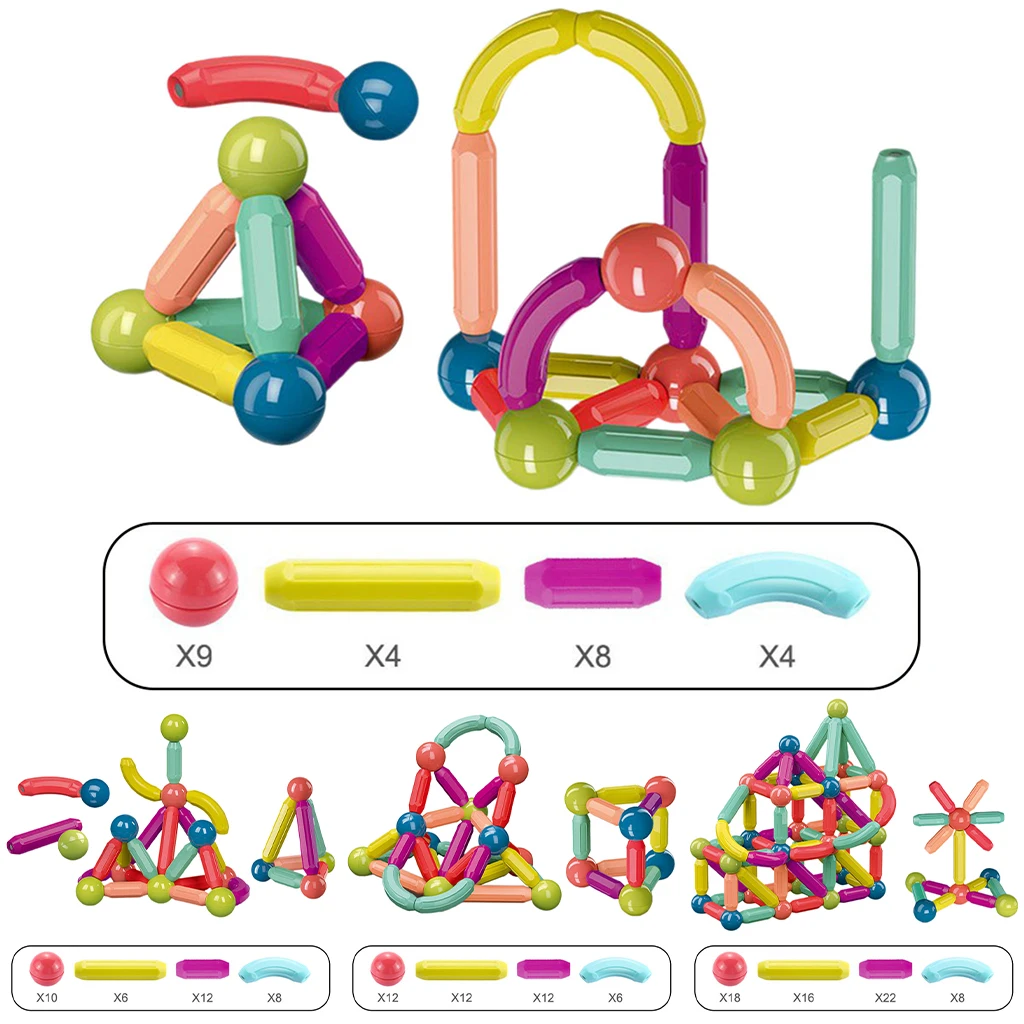 

Plastic Geometry Magnetic Building Blocks Educational Training Construction Blocks Castle Toys Set for Kids Age 3-7 Year Old