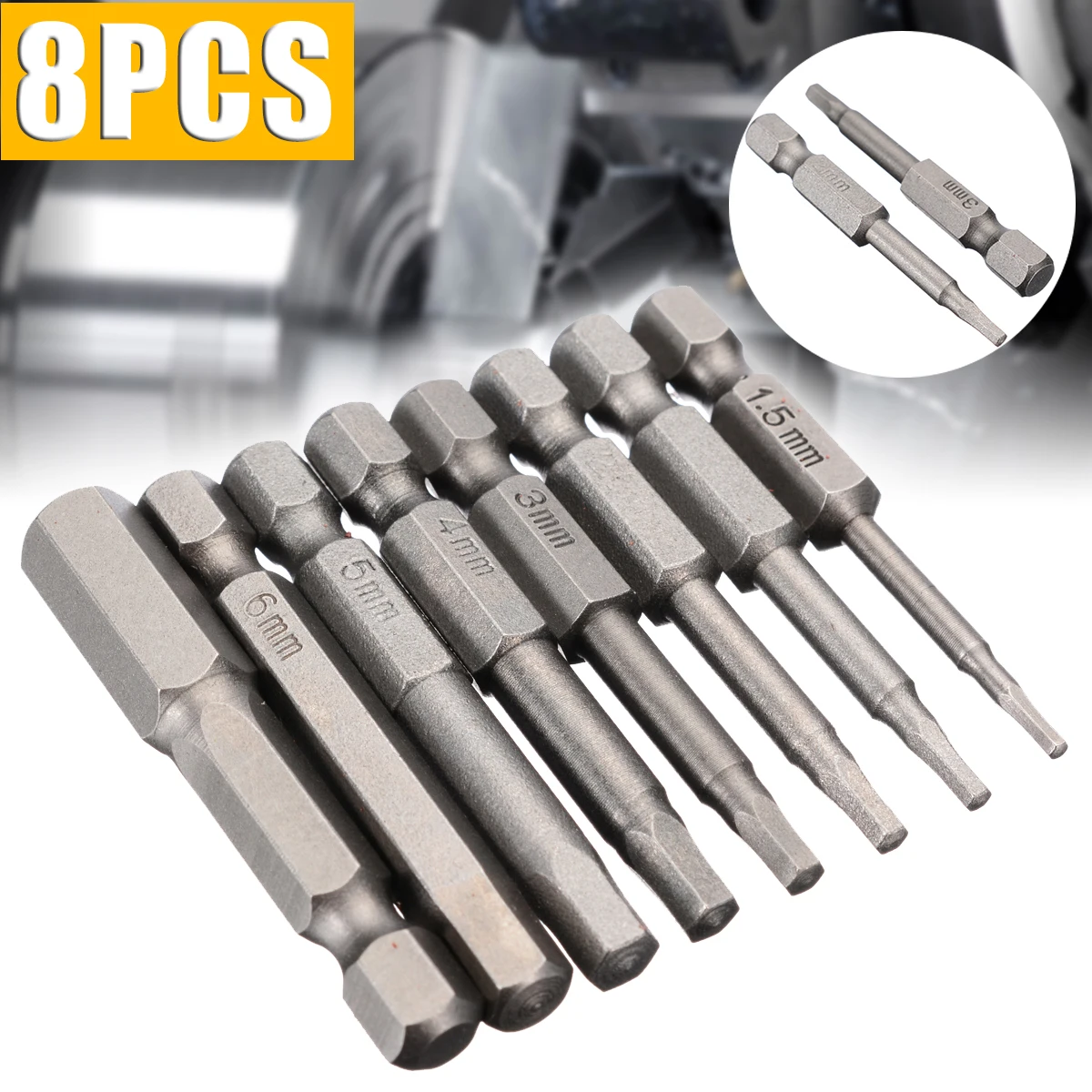 

8Pcs 50mm 1/4'' Hex Shank Magnetic Hex Head Screwdriver Bits Electric Driver Bits Hand Tool Screwdriver Drill Bits