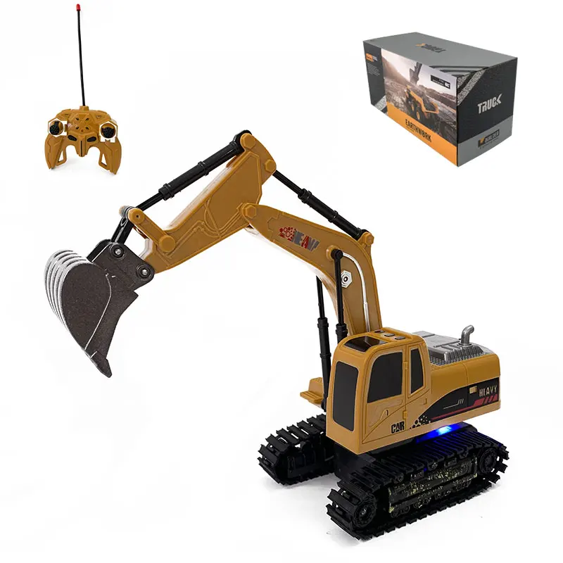 RC Excavator Toy, Remote Control Hydraulic Toy Excavator for 4+ Year Old Boys Girls, Construction Rechargable RC Metal Vehicle