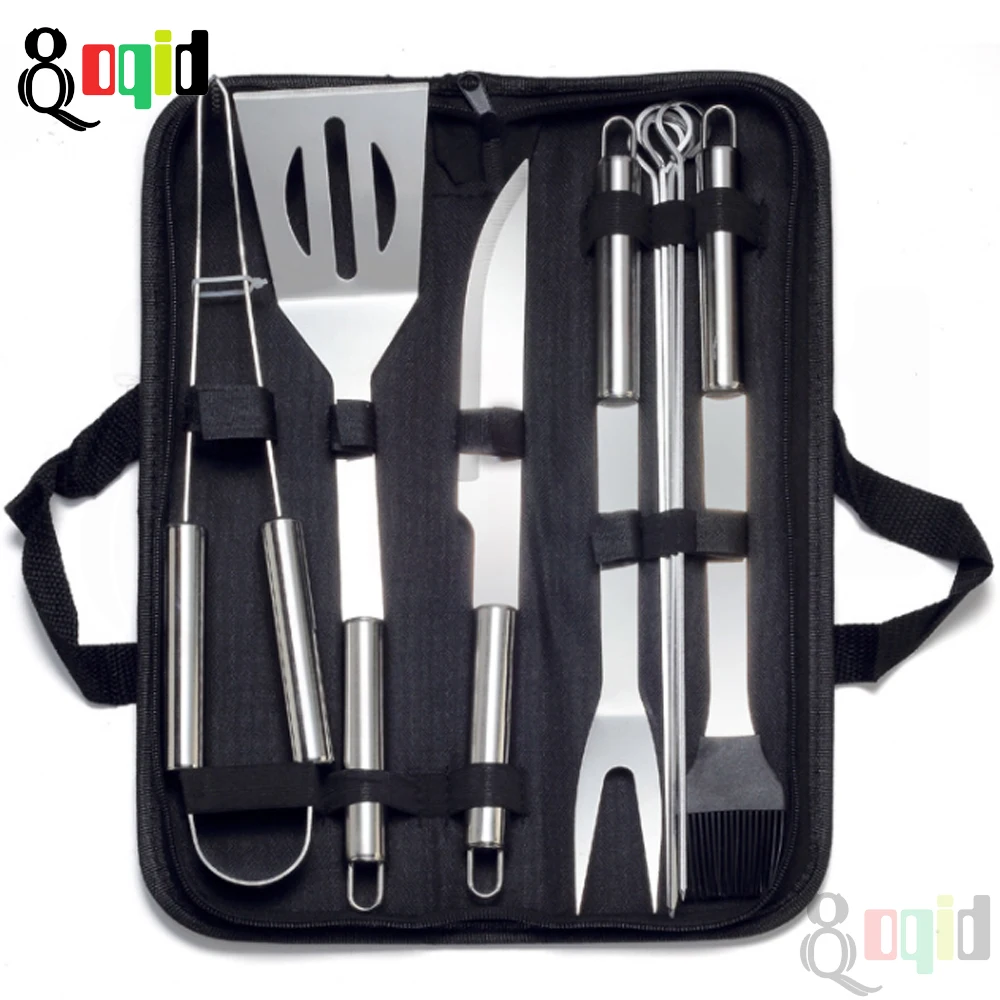 

Roasting Kit Non-Stick Steel Stainless 9PCS Set in Nylon BBQ Accessories Outdoor Barbecue Outdoors Grill Tool for Camping Baking