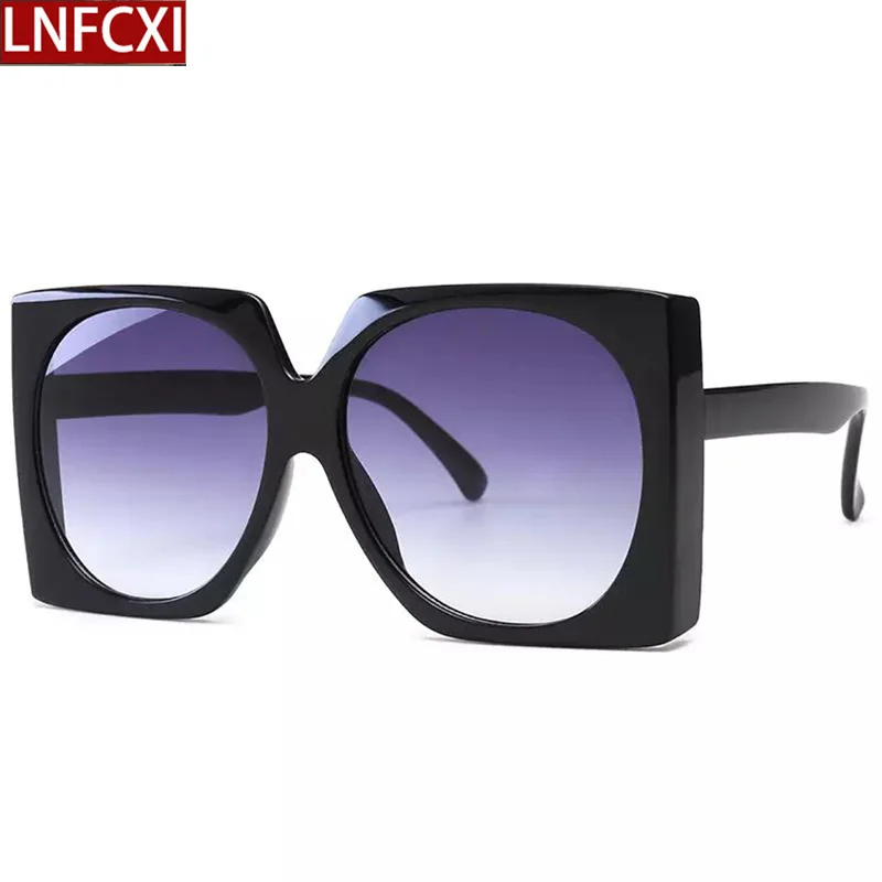 

LNFCXI Retro Vintage Oversized Sunglasses Women Lunette Soleil Femme Square Plus Size Brand Designer Shades for Women