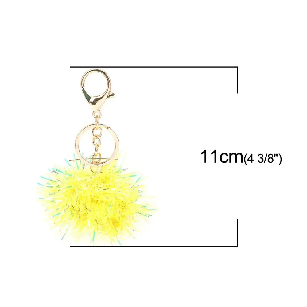 8Seasons Trendy Keychain & Keyring Gold Colorful Purple Pom Ball Pendant Accessories For Women Gift Charms 11 x 6.6cm 1 PC | Украшения и