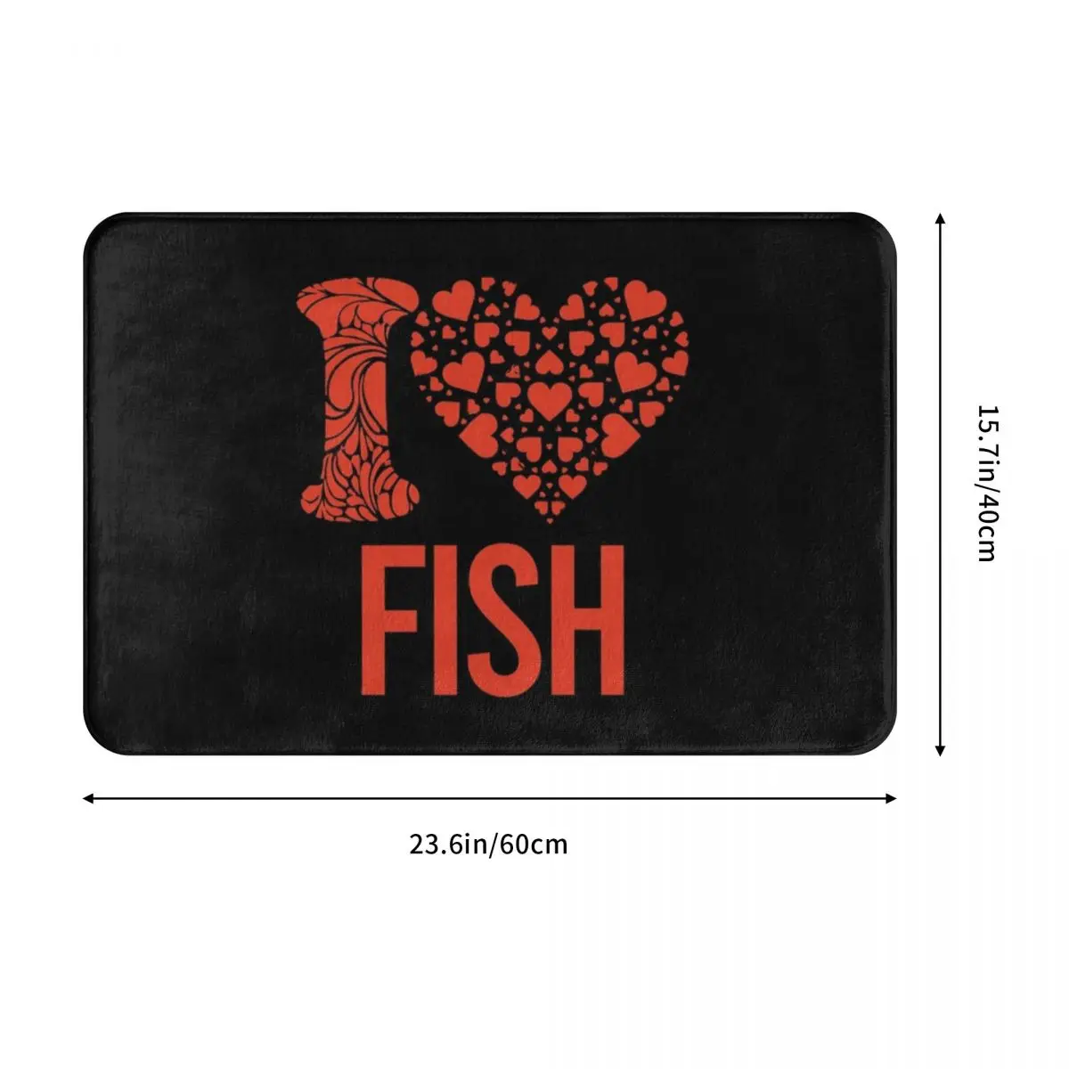 Напольный коврик из полиэстера I Love Fish нескользящий прочный ковер для ног