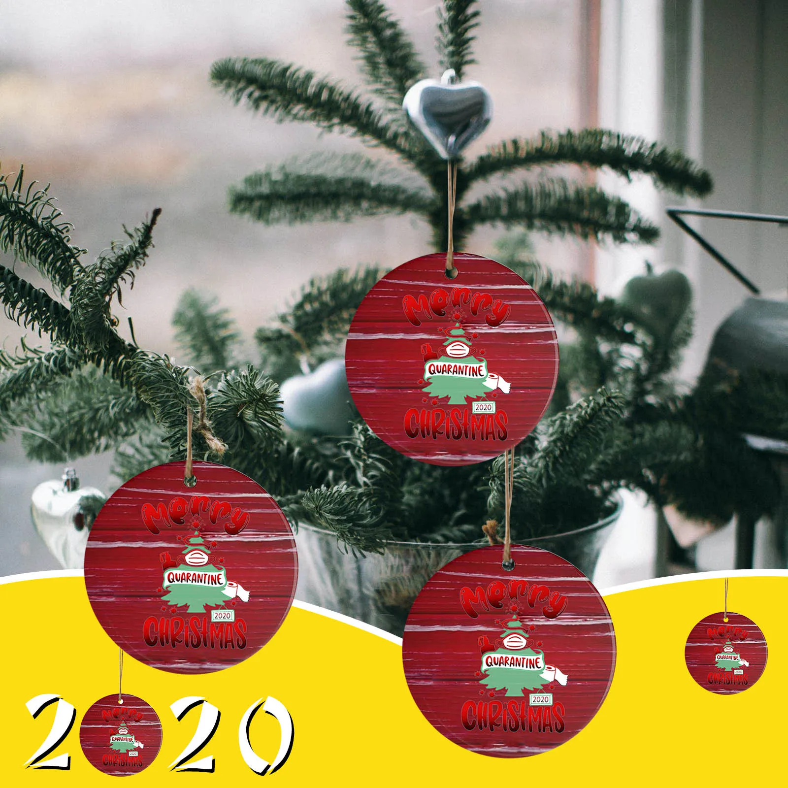 

1-50pcs Wooden Christmas Ornaments Christmas Tree Hanging Decoration Survived Family Holiday Decor Gifts navidad 2020 FN70