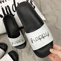 beach sandals casual open toe slides outdoor slippers 2021 new summer slippers happy letters women non slip wear slippers