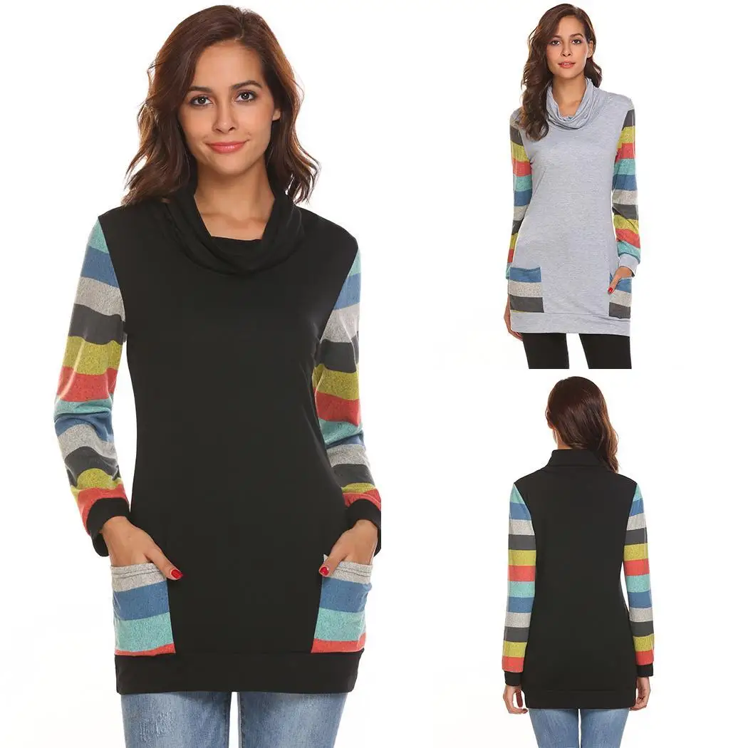 Женская футболка Zeagoo Повседневная с длинным рукавом и воротником черепашкой на