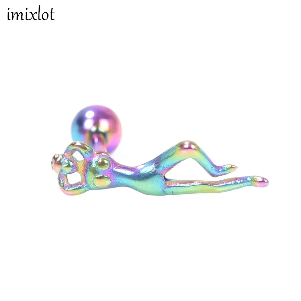 

imixlot New Piercing Jewelry Creative Human Shape Ear Piercing Jewelry Fashion Trend Unisex Ear Cartilage Piercing Jewelry