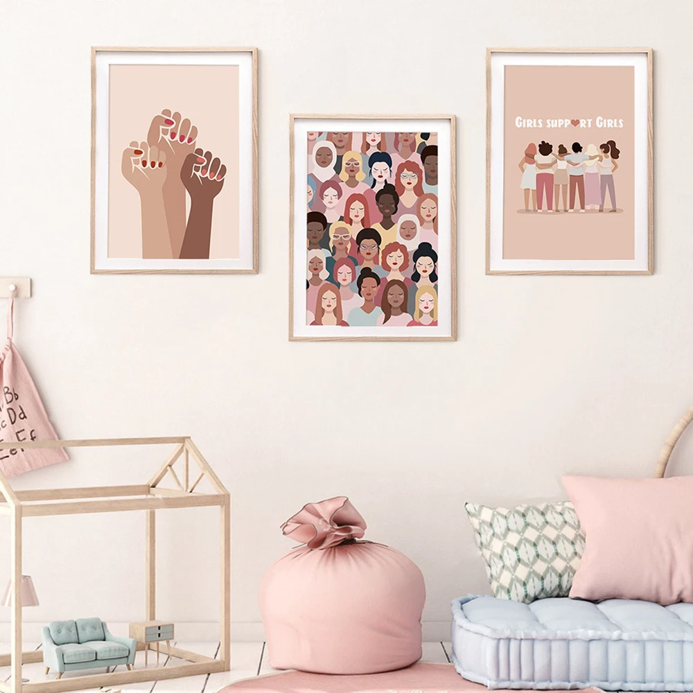 

Feminist Nursery Art Women Power Hand Wall Art Canvas Painting Prints Girls Gift Modern Pictures Living Room Bedroom Wall Poster